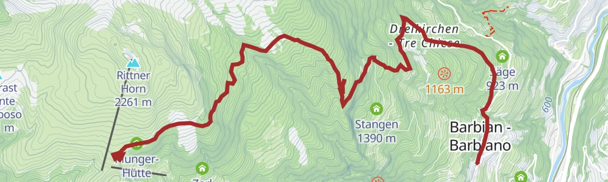 Route map: Barbiano - Huber Kreuz - Corno di Sotto